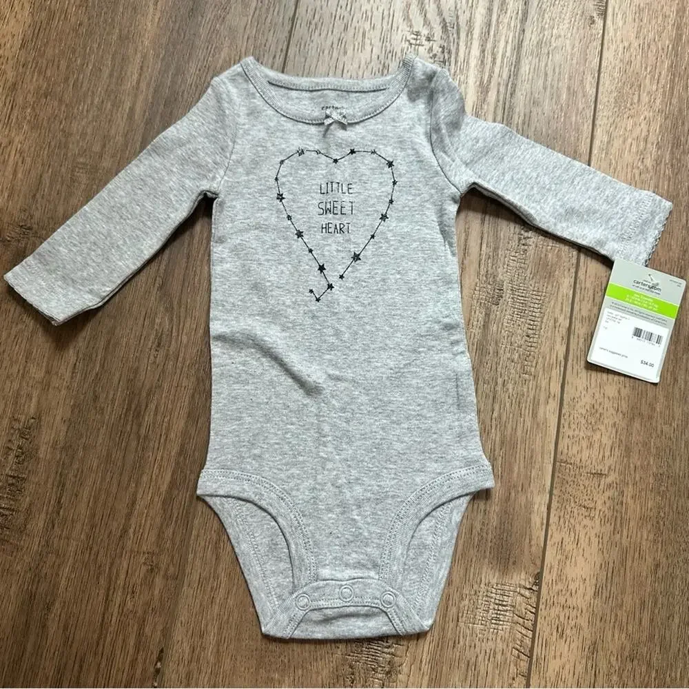 NWT! Carter's Gray Navy Baby Outfit, Valentine’s Day, Sweetheart, Lace, 3m